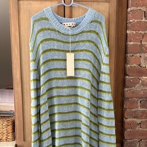 Marni Light Blue and Olive Striped Sweater